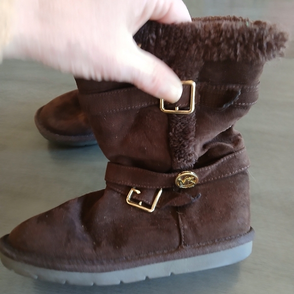 Micheal Kors Nwot Brown Kids Boots with Gold Accents Girls Size 1 - Picture 2 of 4